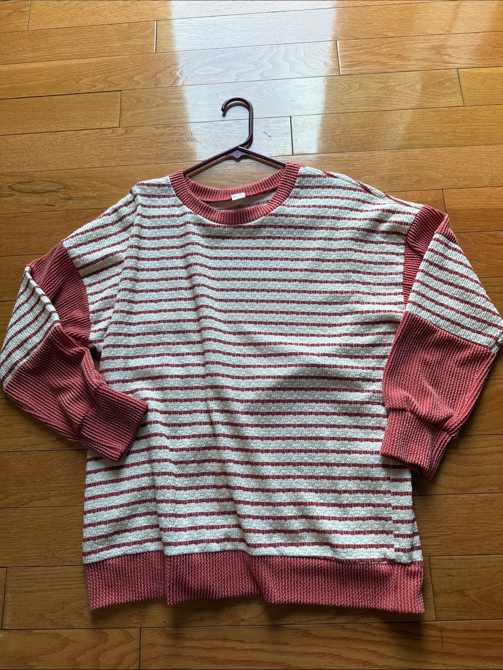 7th Ray Striped Crewneck Sweater in Dusty Rose and Cream
